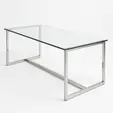 Mesa de cristal con base de metal para renta en Punta Cana 