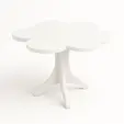 Mesa blanca tipo flor para renta en Punta Cana