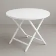 Mesa redonda plegable de plastico blanca para renta en Punta Cana 