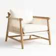 Sillón lounge de madera con cuerda para renta en Punta Cana 