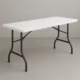 Mesa plastica plegable blanca para renta en Punta Cana