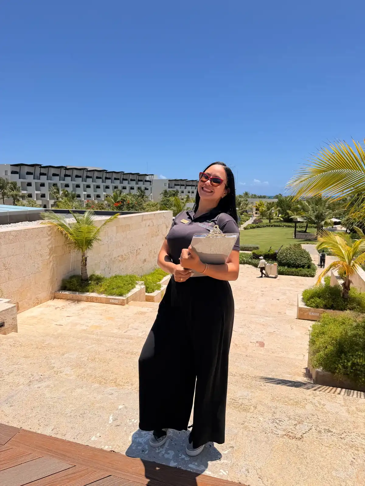 Grecia Mejía planning wedding logistics at a Punta Cana resort